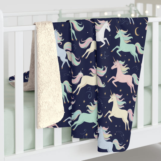 Cozy Unicorn Sherpa Fleece Blanket