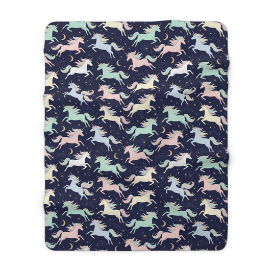 Cozy Unicorn Sherpa Fleece Blanket